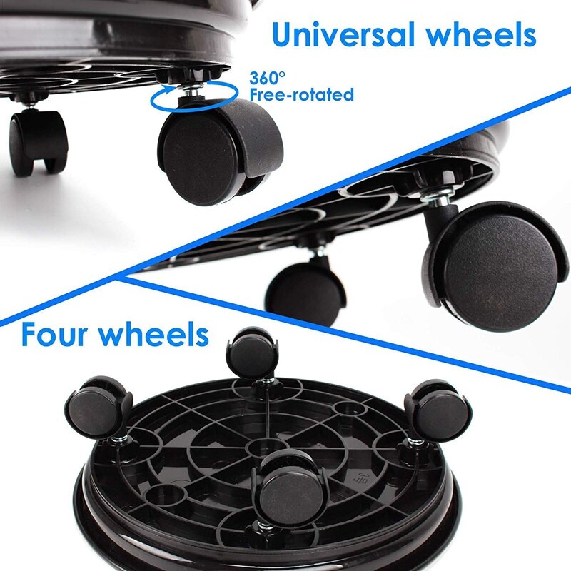 Soporte redondo para macetas con ruedas, bandeja de carrito para macetas pesadas, con ruedas universales, 2 paquetes