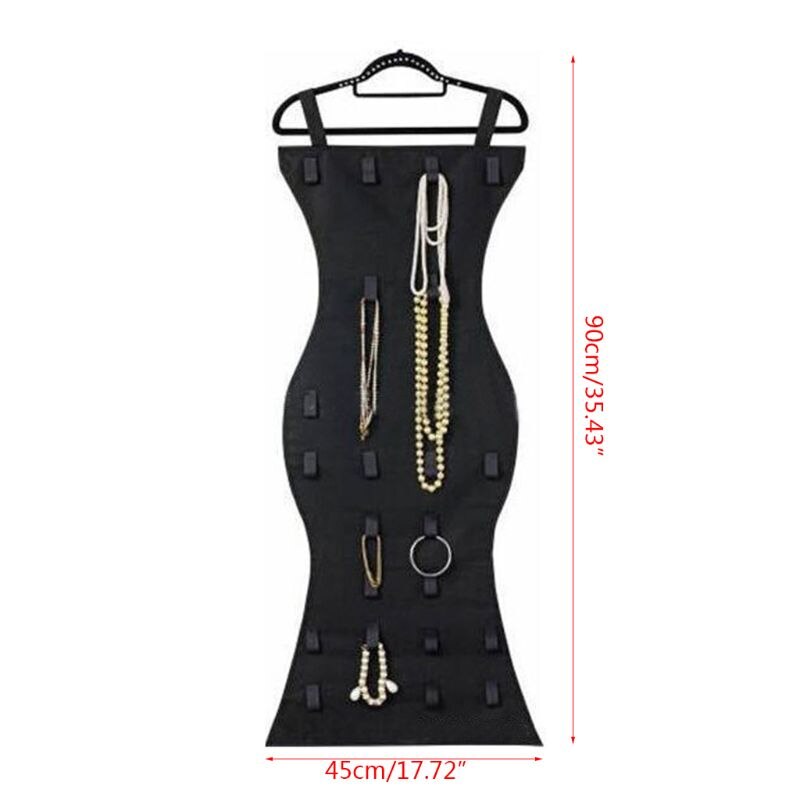 24 zakken en 16 klittenbandsluitingen, dubbelzijdige hangende sieradenorganizer, oorbellen, ketting, armband, garderobekast