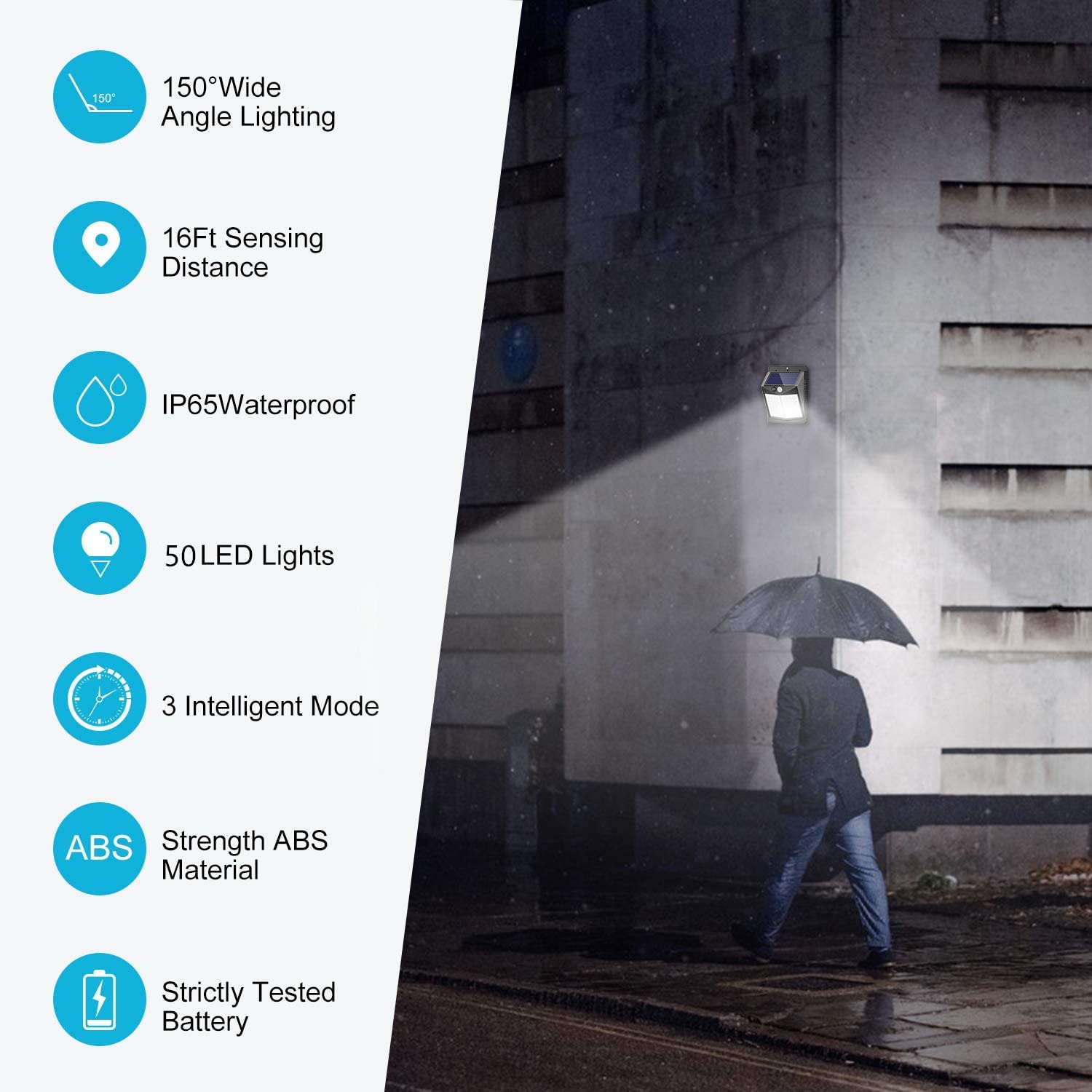 Solar Lights Outdoor 50LED Motion Sensor Security Lights Solar Security Lights Waterproof Outdoor Lights for Garden Patio Yard