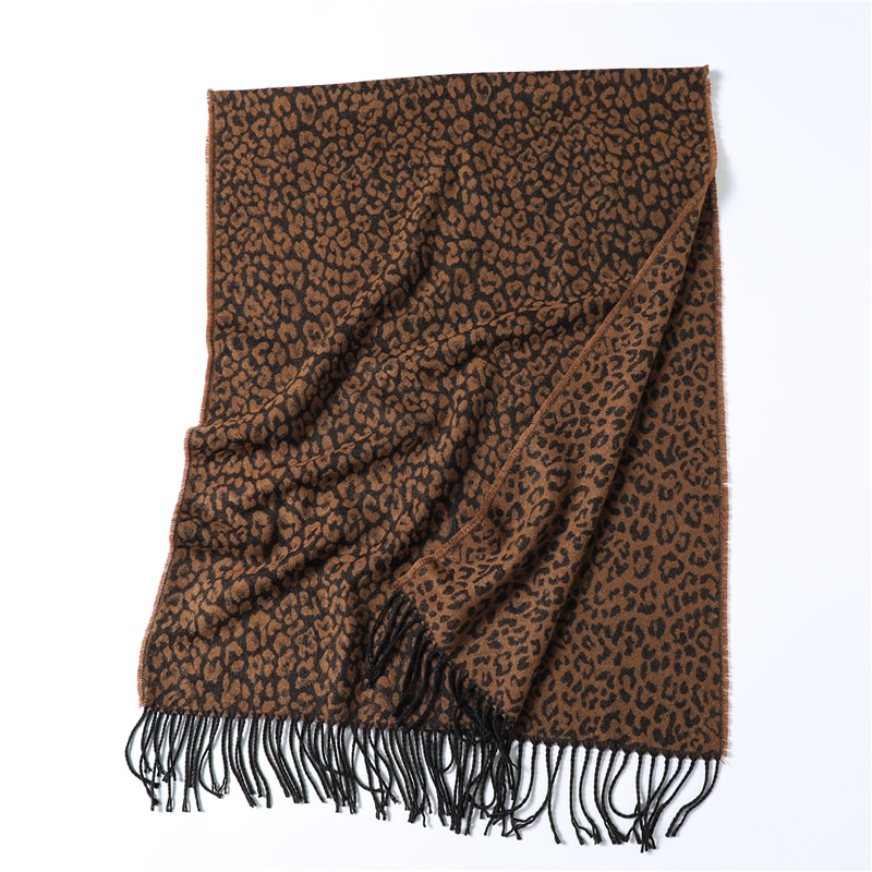 neue stil Leopard drucken frauen schal Winter warme kaschmir schals Dame betroffen schals foulard weibliche hals pashmina