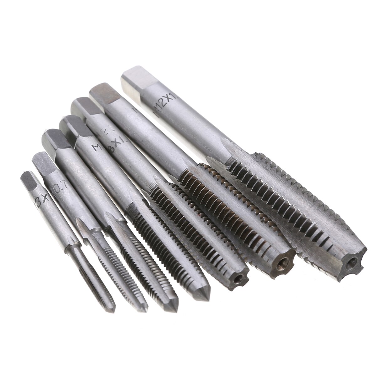 7pcs HSS Metric Thread Tap Tapper Set Right Hand 0.5mm-1.75mm Pitch M3 M4 M5 M6 M8 M10 M12 For Woodworking Tools