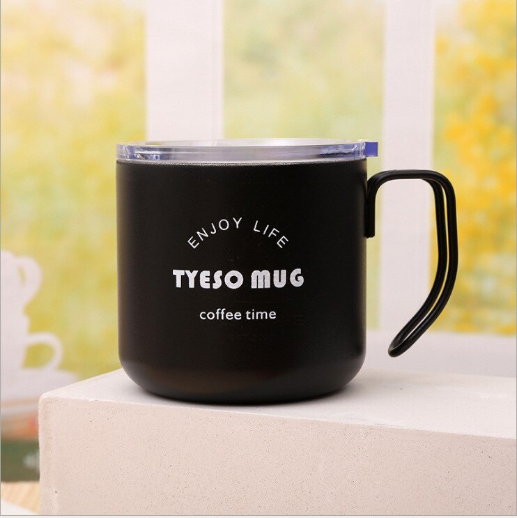 Favourite TYESO 304 Stainless Steel Vacuum Coffee Cup With Lid Office Portable Milk Drink Water Tea Metal Travel Mug Taza: Black