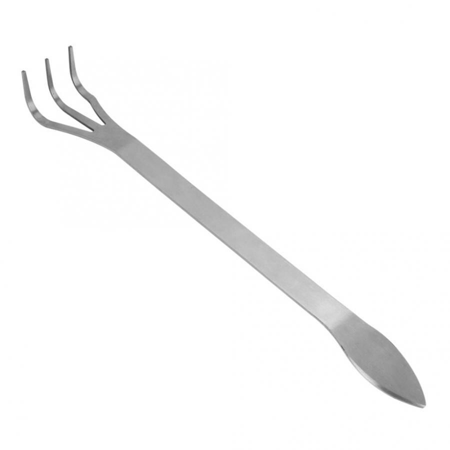 Stainless Steel Root Rake 3-Prong Loosen Soil Rake Spatula Bonsai Tree Tool Flower Plant Gardening Tool With Ergonomic Handle