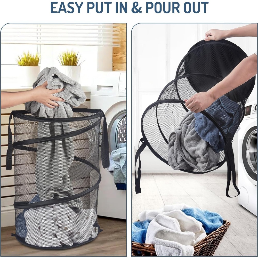 Large Mesh Yarn Folding Dirty Laundry Sorting Basket Washing FrameBathroomCloth MeshStorage BagFrame Bucket Laundry Organizers