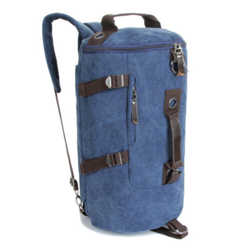LKEEP Large Capacity Man Travel Bag Mountaineering Backpack Men Bags Canvas Bucket Shoulder Backpack: Dark Blue