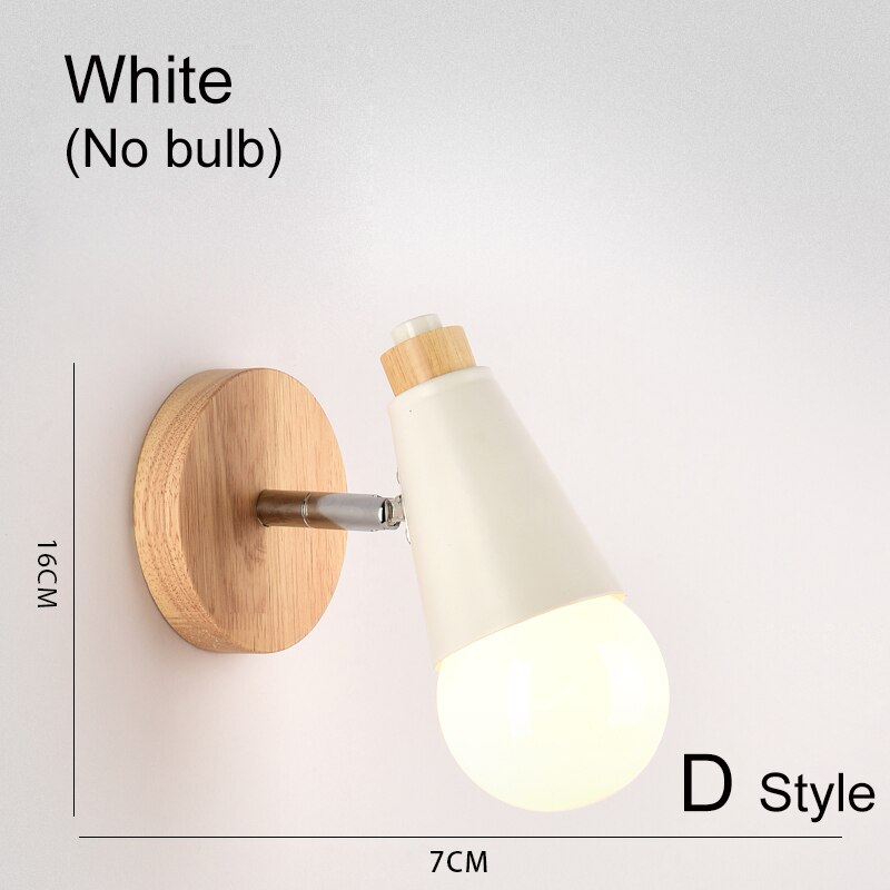 Nordic Hout Wandlampen Slaapkamer Naast Led-verlichting Zwart & Wit Moderne E27 Wandlampen Led Restaurant Bar Verlichting E27 ZBD0016: D Style White