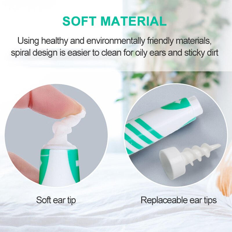 2 Styles Ear Cleaner Rotating Earwax Cleaner Soft Painless Spiral Dig Wax Ear Wax Remover With 16pcs Replacement Heads