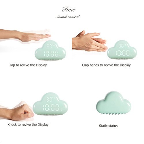 Horloge alarme numérique de nuage | Contrôle du son rechargeable USB à commande tactile, calendrier de température électronique, creux intelligent 3d