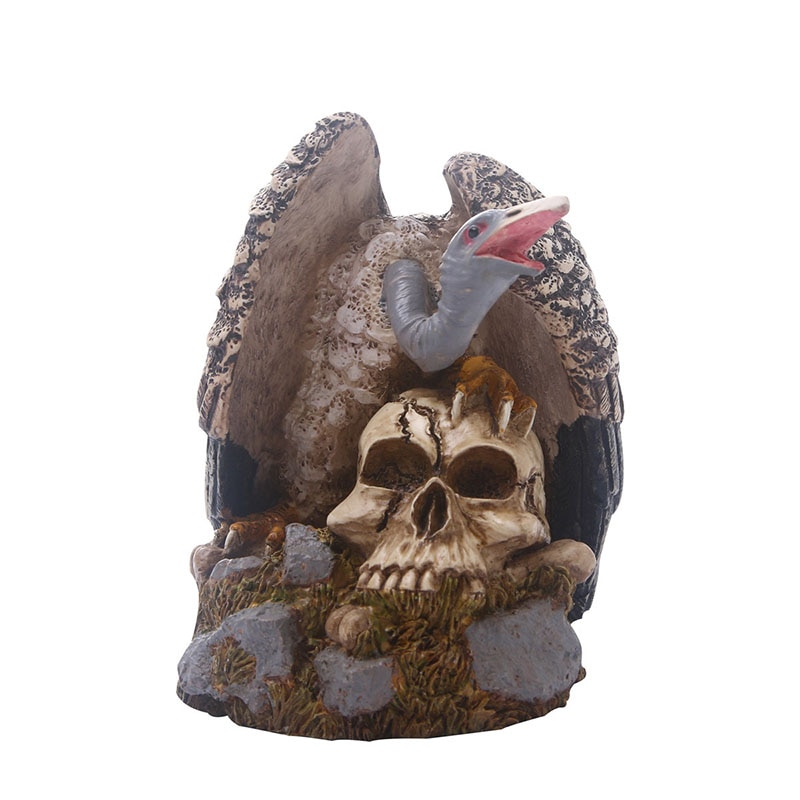 Heymamba harts svart fladdermus mänsklig skalle staty skulptur bevingad orm skalle skelett modell halloween dekoration film rekvisita