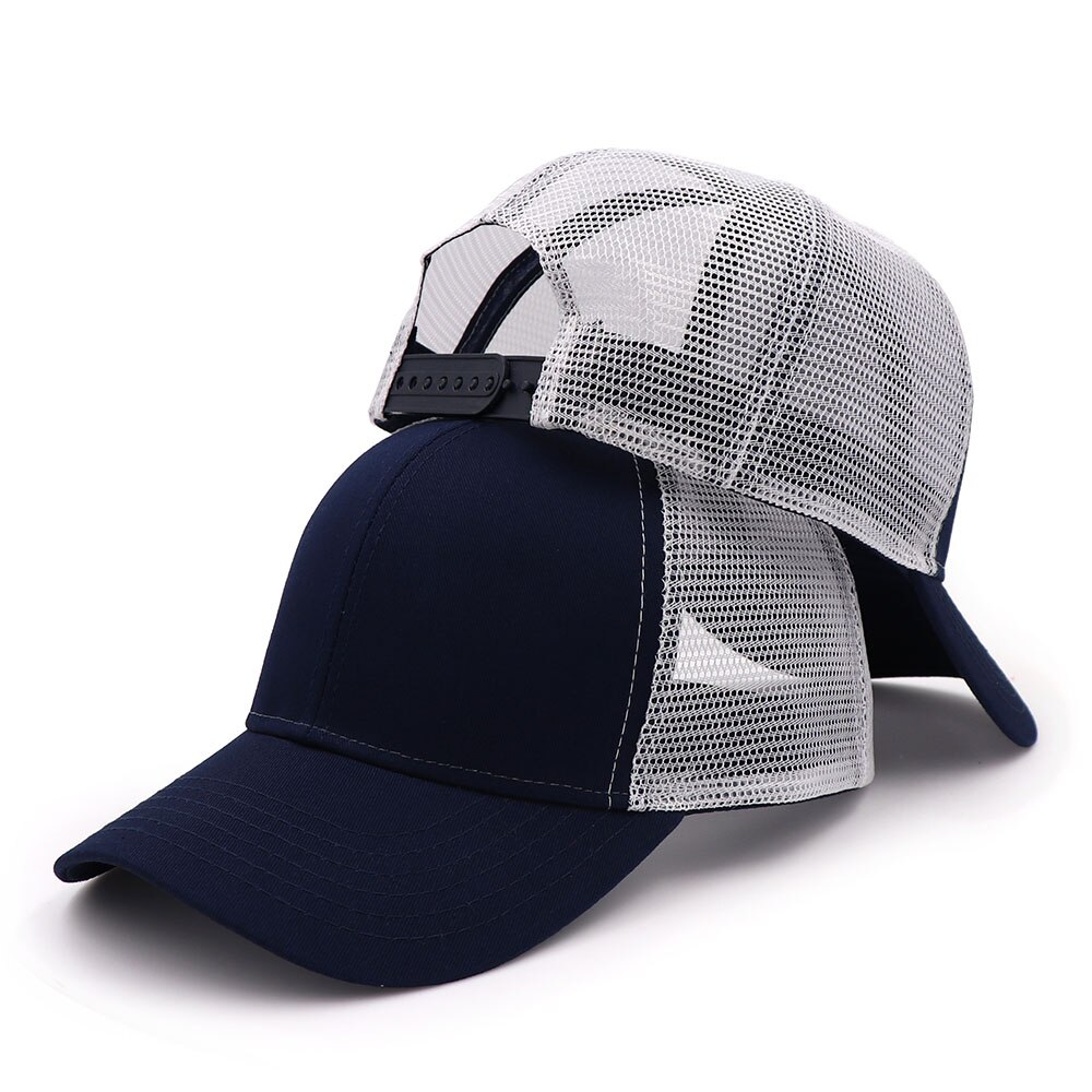 KOEP Type Casual Solid Cotton Truck Cap For Women Men Black White Summer Baseball Cap Cool Mesh Snapback Dad Hats Free Ship: Navy-White