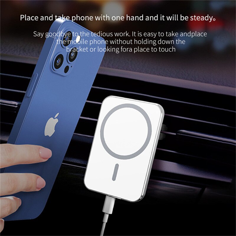 Airvent montagem 15w magsafe sem fio carregador de carro ímã adsorbatível telefone titular do carro para o iphone 12 pro max mini telefone carregamento rápido