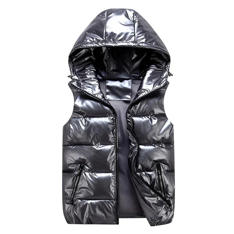 Heren Capuchon Vest - Lichtgewicht Waterdicht Casual Parka Vest met Zakken - Polyester: XXL / Grijs