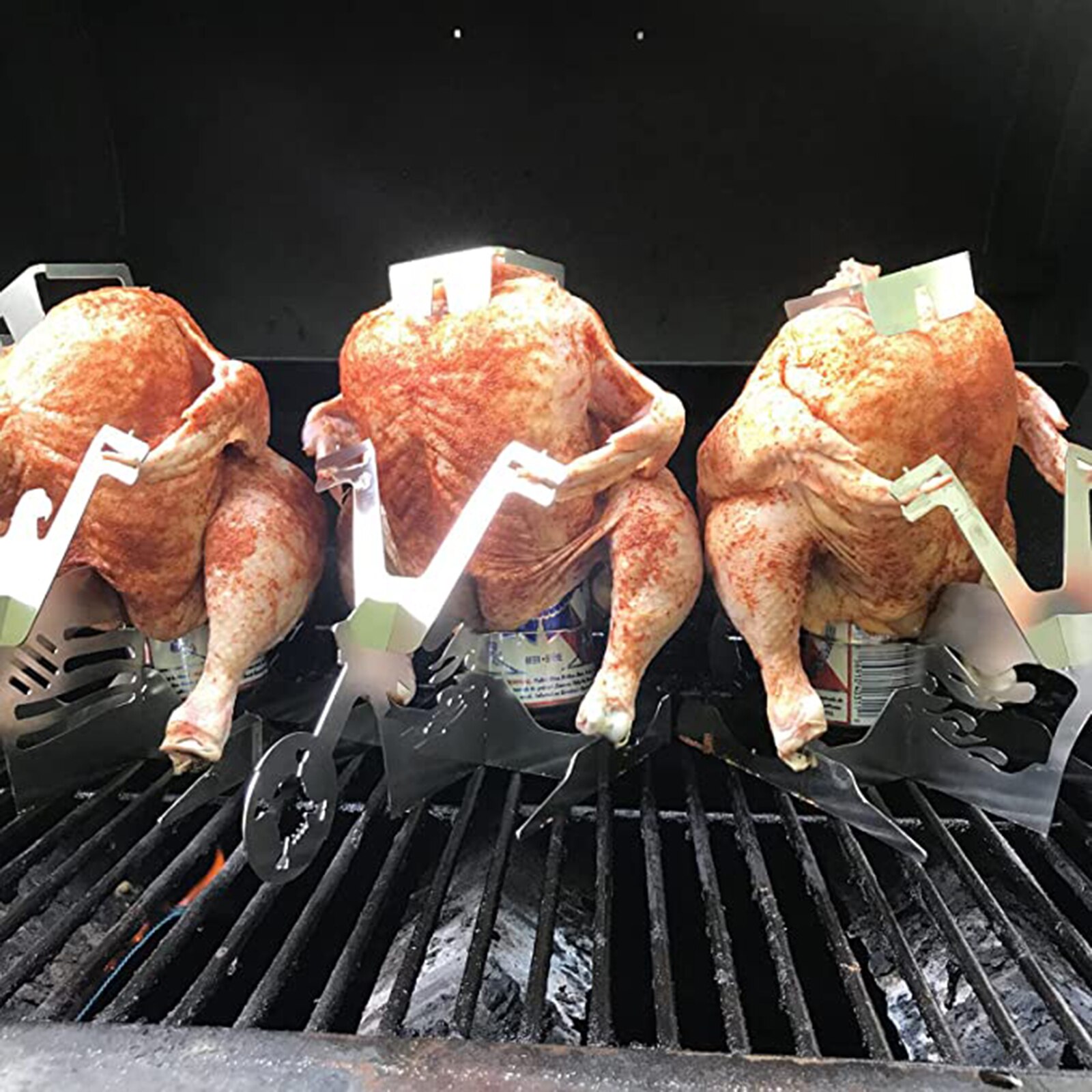 Draagbare Roestvrij Staal Grill Bier Kan Kip Stand Voor Camping Familie Verzamelen En Gebraden Rack GHS99