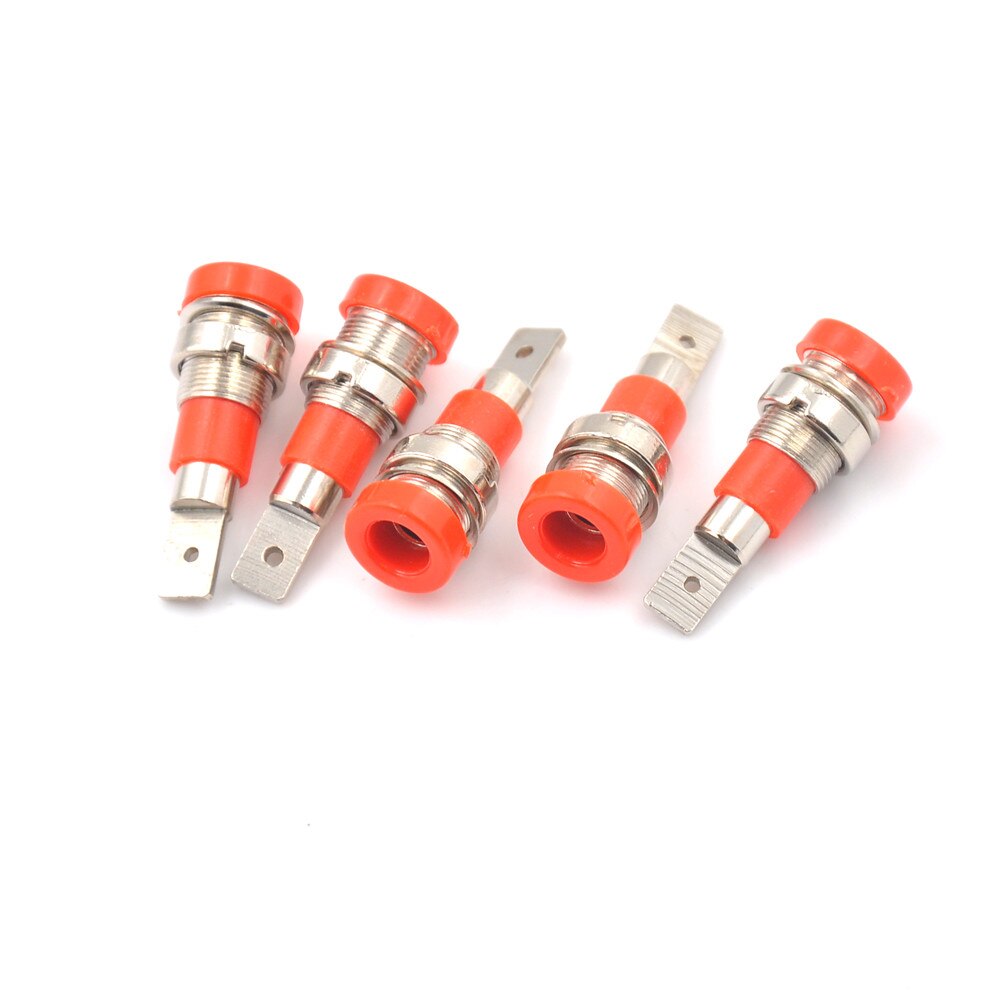 Connecteur banane femelle 2mm, 5 pièces, en laiton, pour montage sur panneau, pour fiche banane Non blindée: Red