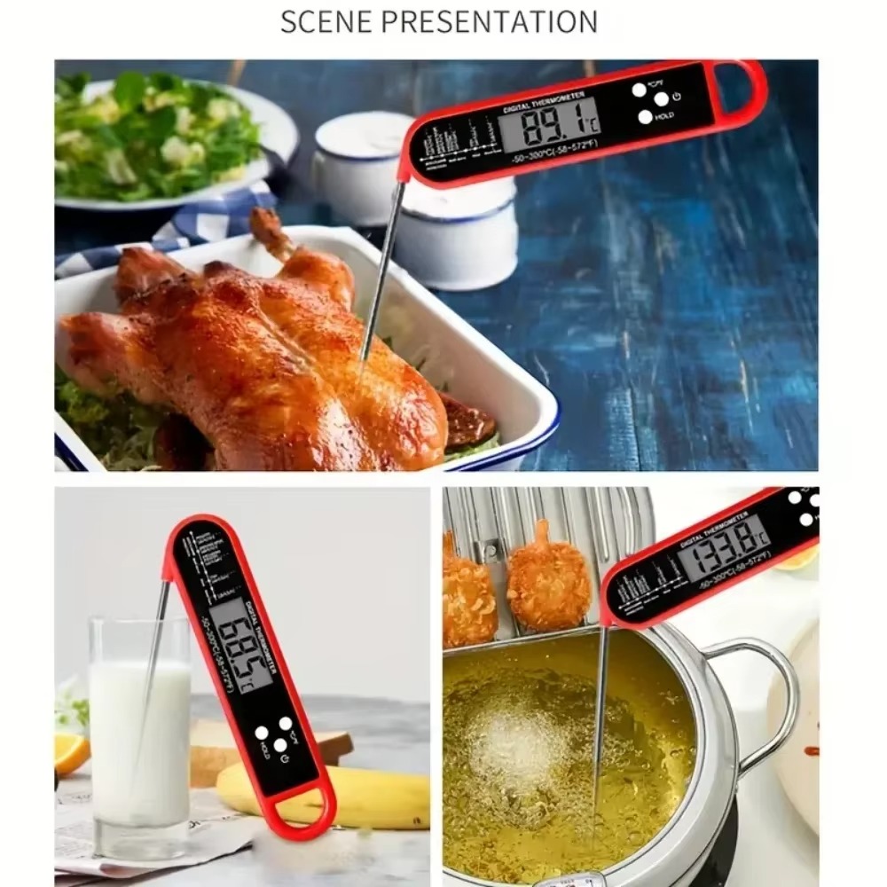 Folding Food Thermometer Kitchen Baking Digital Water Thermometer Food Probe Meat Grill Thermometer