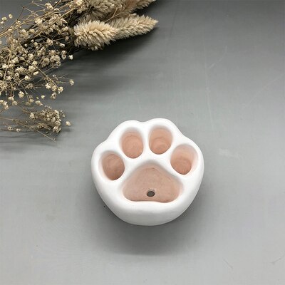 Mooie Multicolor Kat Poot Cement Bloempot Mini Vetplant Container Desktop Thuis Ornament Tuin Planter Kleine: Light pink