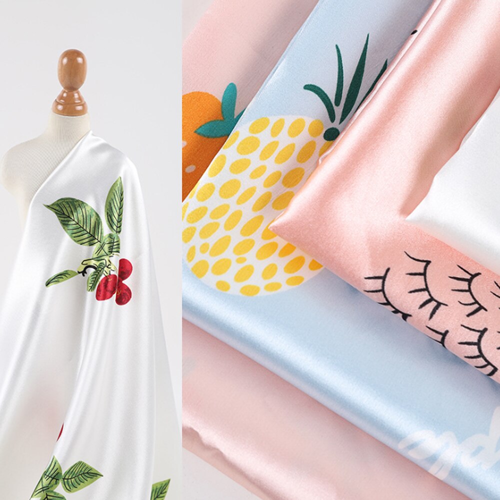 Refrigerar cetim tecido pijama pano elástico suave de seda respirável para dormir vestir vestidos de cama retalhos costura para o verão