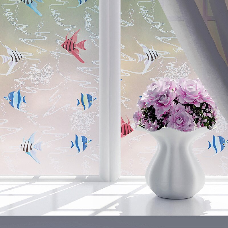 Europeisk stil glas klistermärke 3d färg privat fönster film frostat ogenomskinligt glas klistermärke pvc heminredning färg film 45x 200cm