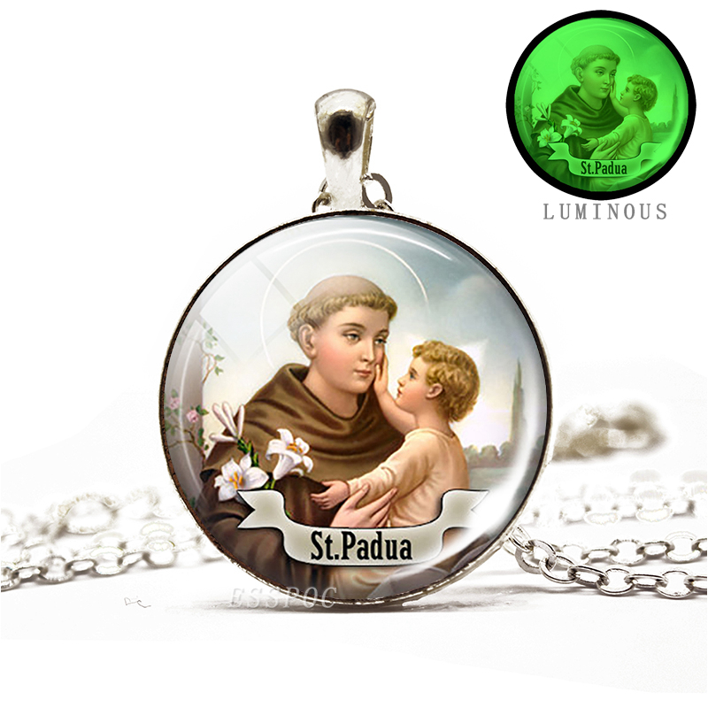 St Anthony von Padua Anhänger Religiöse Saint Halskette Leucht Religiöse Jewerly Glück Charme Wachsen In Der Dunkelheit