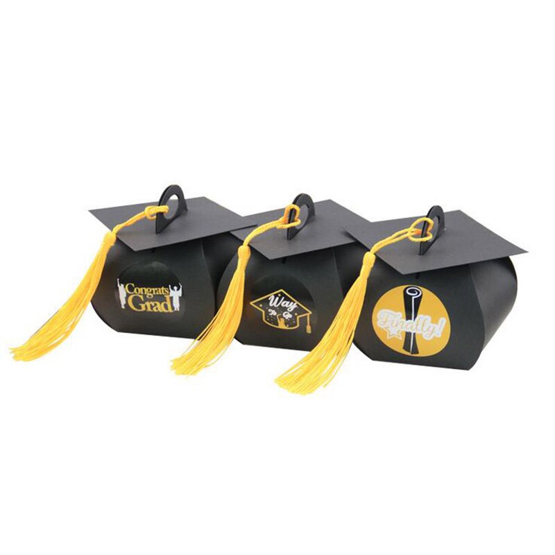 12/24Pcs European Bachelor Hat Cap Bag Candy Box Graduation Celebration Party Candy Favor Boxes Packaging Bags With Tassel: 12pcs