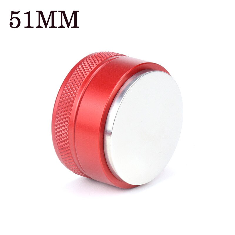 51/53mm Adjustable 304 Stainless Steel Coffee Espresso Tamper Macaron Convex Four Angled Slopes Base Trefoil Distribution Tool: Red(51mm)-B