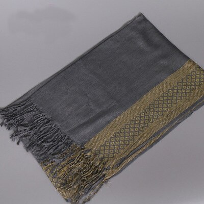 Hijab Femme Musulman Luxury Sparkly Gold Bright Silk Scarf Women Print Scarves Wraps Men Stoles Bandanas Bufanda Unisex Hombres: Dark Grey
