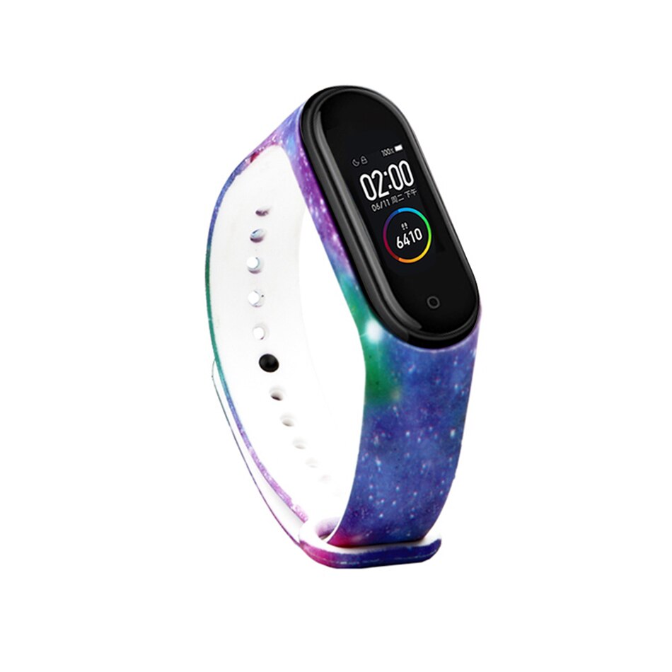 Per Mi band 4 3 cinturino da polso in silicone con stampa cinturino per xiaomi mi band 3 cinturino mimetico di ricambio per cinturino Mi band 4 3: Colorful Starry Sky