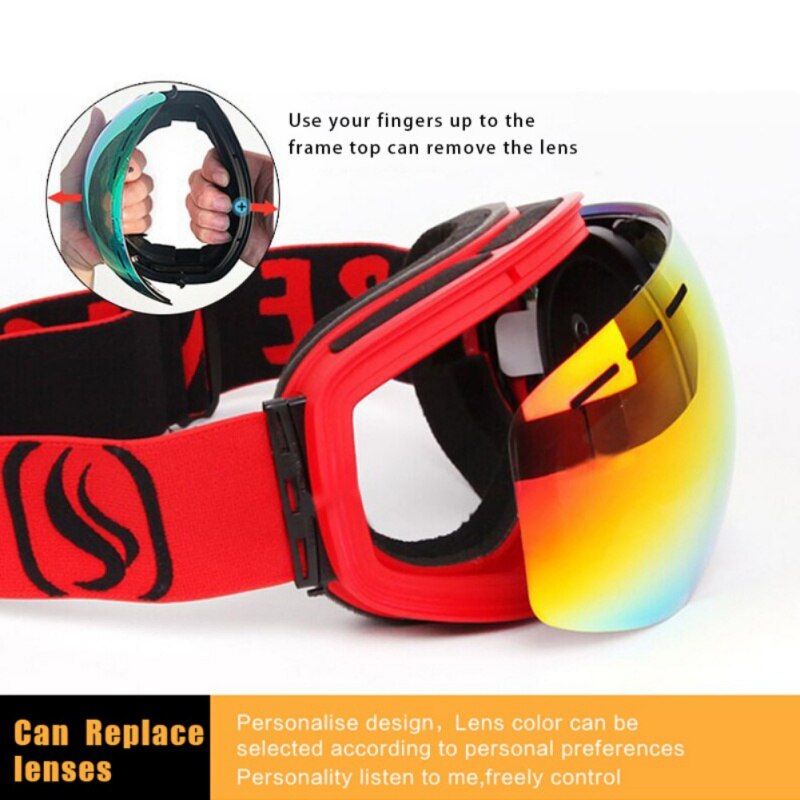 Skibrillen met dubbele laag sneeuwscooter man vrouw skiën  uv400 anti-condens snowboardbril grote mannen vrouwen skibrillen