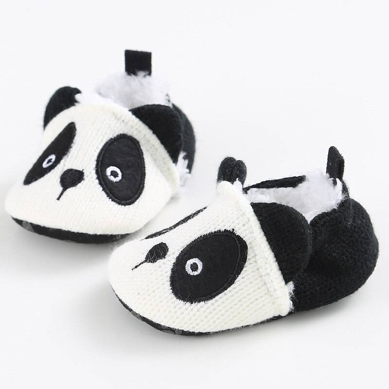 Chaussons bébé garçon fille tricotés chaussures de berceau mignon panda dessin animé antidérapant pré-marche chaussons bébé premiers pas