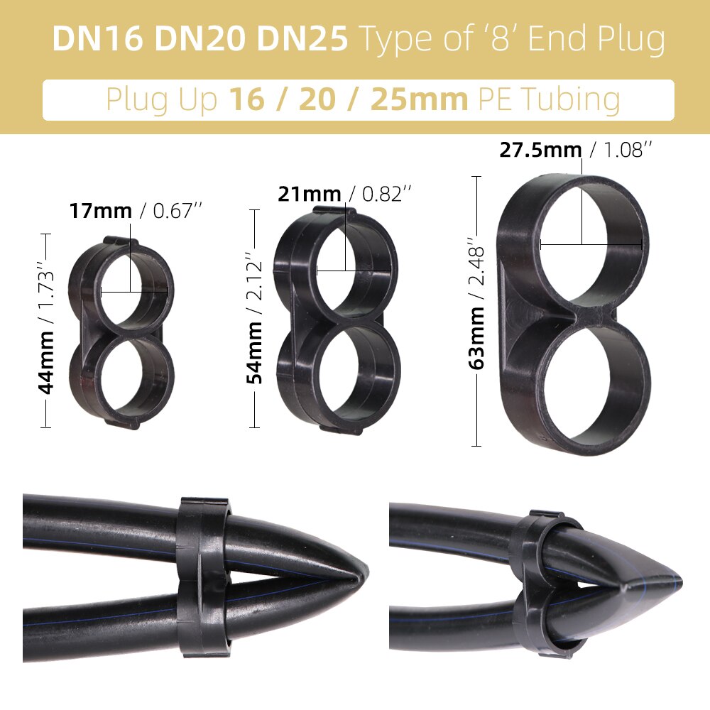 Garden Irrigation 16 20 25mm Tubing Barbed Connector Fitting Tee Elbow Couplings End Plug Shut Off Micro Drip Hose Adapter