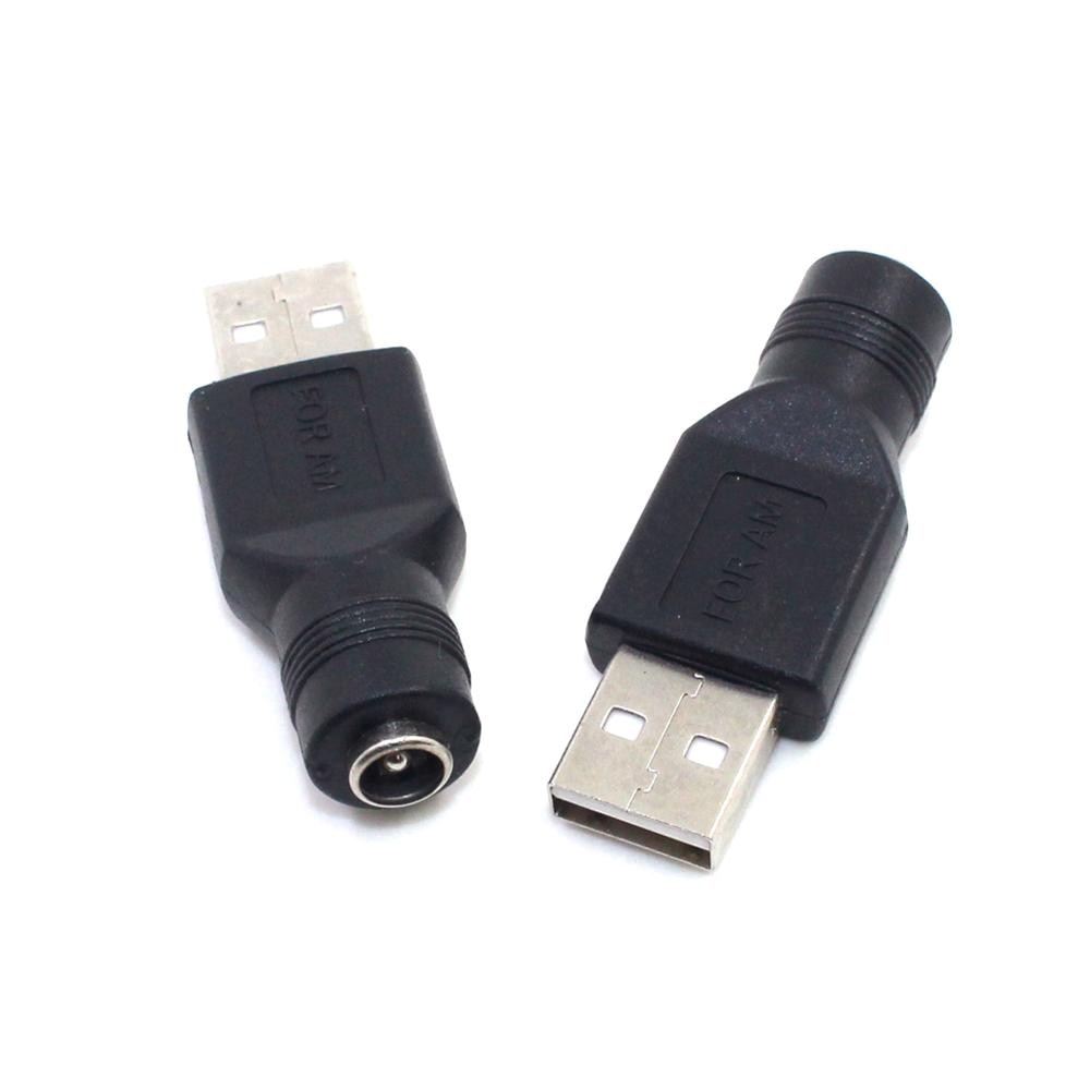 Female Jack To USB 2.0 Male Plug / Female Jack 5V DC Power Plugs Connector Adapter Laptop 5.5*2.1mm Black Color