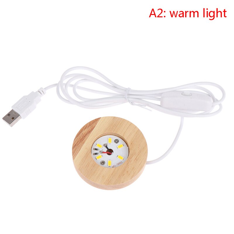 Socle lumineux en bois Rechargeable télécommande en bois lumière LED présentoir rotatif support de lampe pied de lampe Art ornement: A2-Warm Light