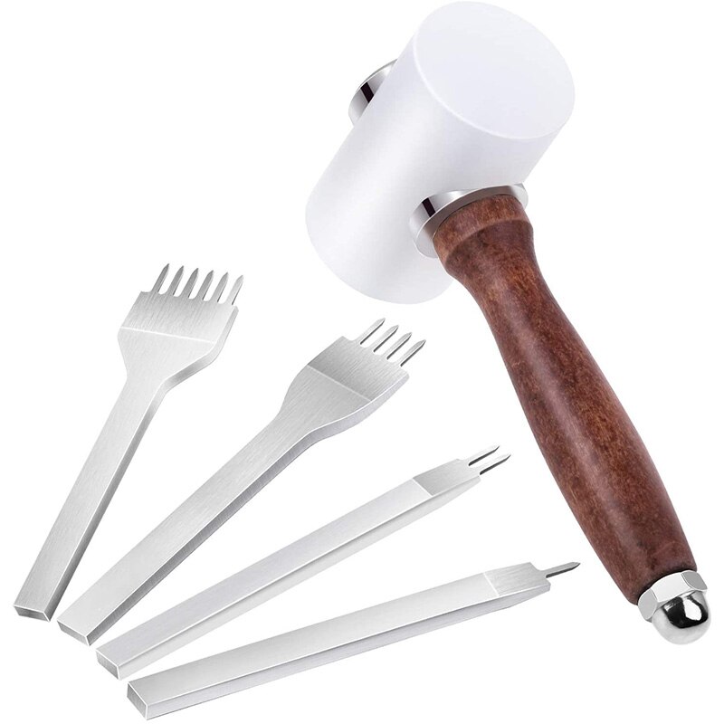 Leder Nähte Beutel NäHenne Werkzeuge Bausatz mit 4mm Zinke schlagen Nähen Meißel Leder Carving Hammer Hammer: Ursprünglich Titel