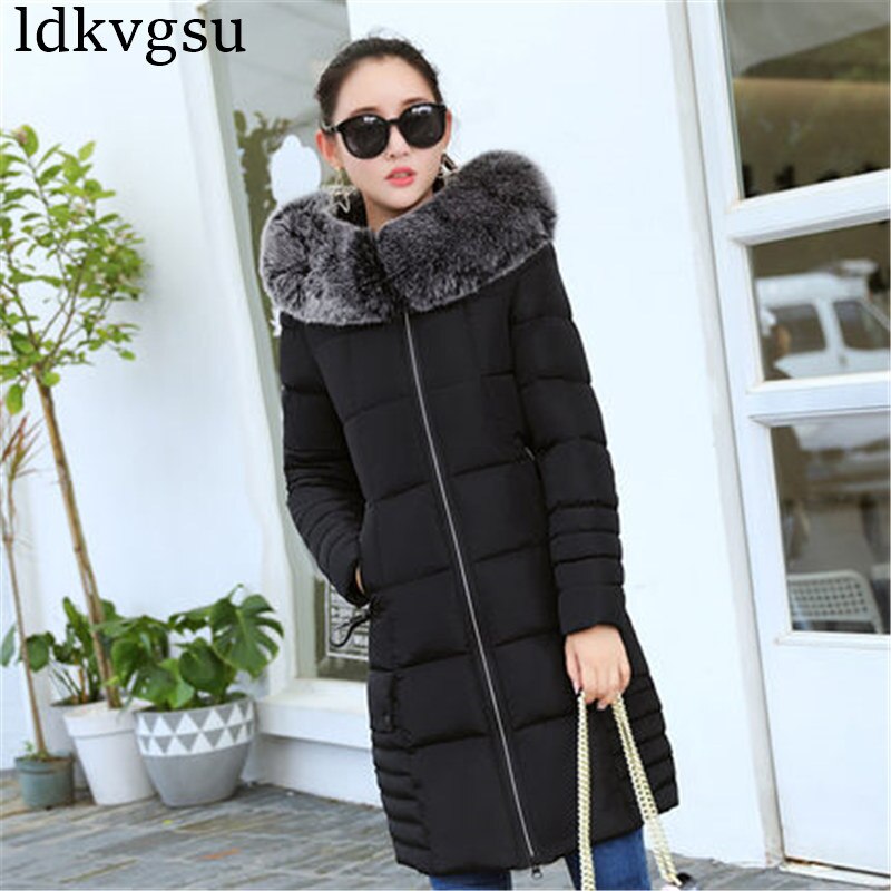 Women Winter Jackets Down Cotton Hooded Coat Plus Size Parkas Mujer Coats Long Coat Female Fur collar Coats A1297