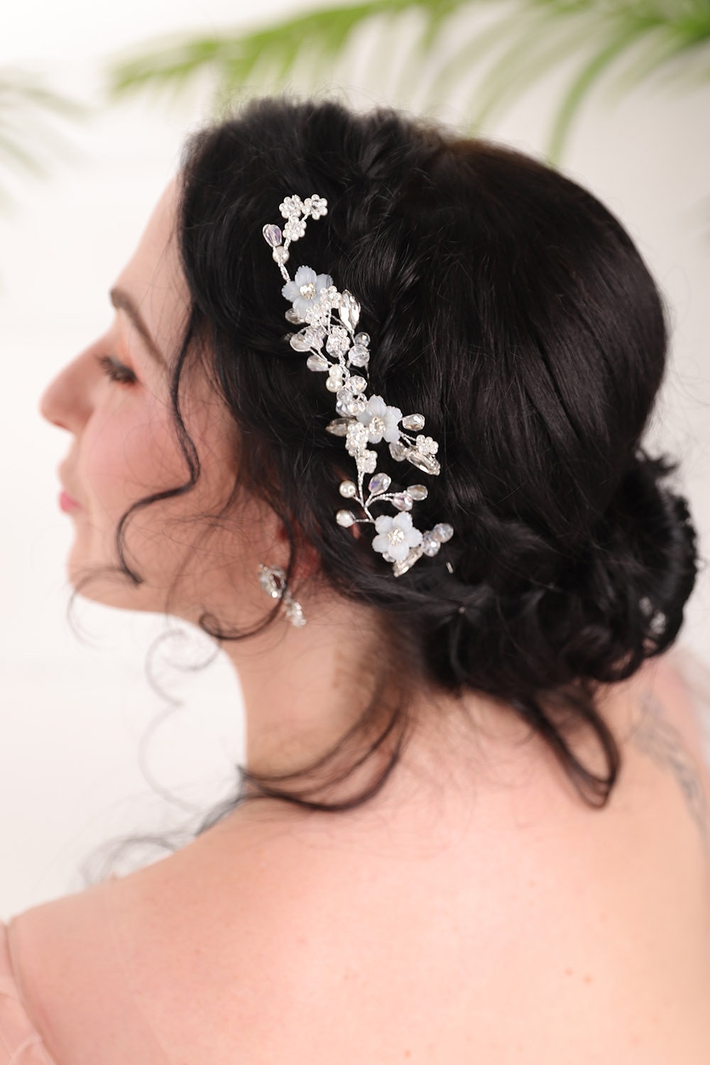 Blomma kristall pärlor strass silver huvudbonader hårnålar set fest bankett bröllop brud håraccessoarer för kvinnor