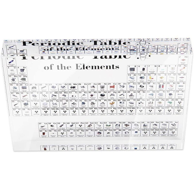 -2PCS Acrylic Periodic Table Display with s Chemical Periodic Table Crystal Clear Desktop Display for Student