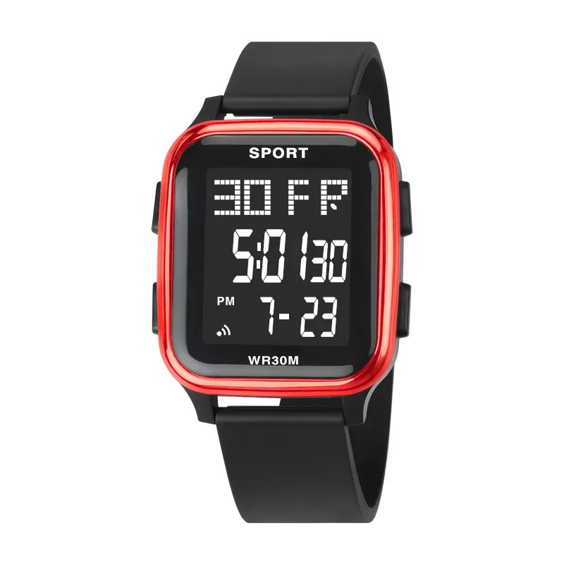 Reloj deportivo YIKAZE para hombre, reloj electrónico multifunción resistente al agua, reloj de pulsera Digital LED ultrafino para hombre y estudiante: Marfíl