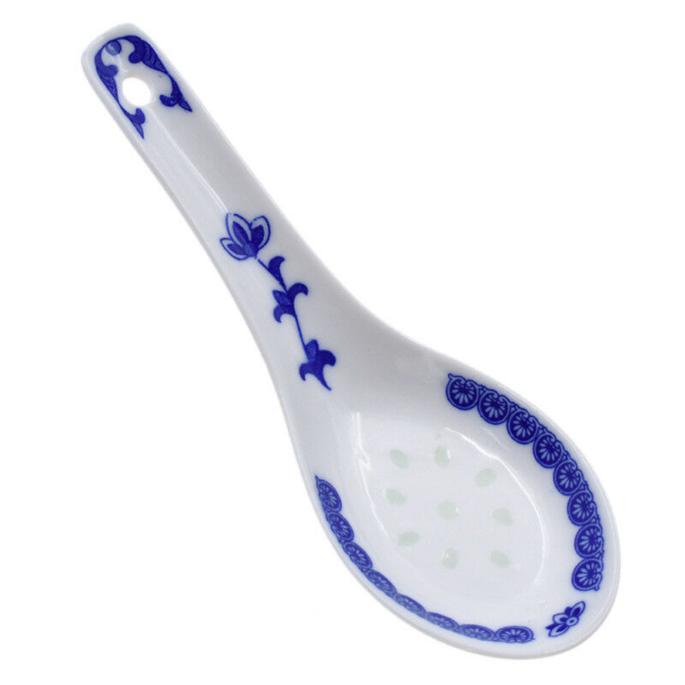 5pcs Chinese Style Ceramic Spoon Blue And White Porcelain Spoon Rice Scoop Spoons Kitchen Tableware