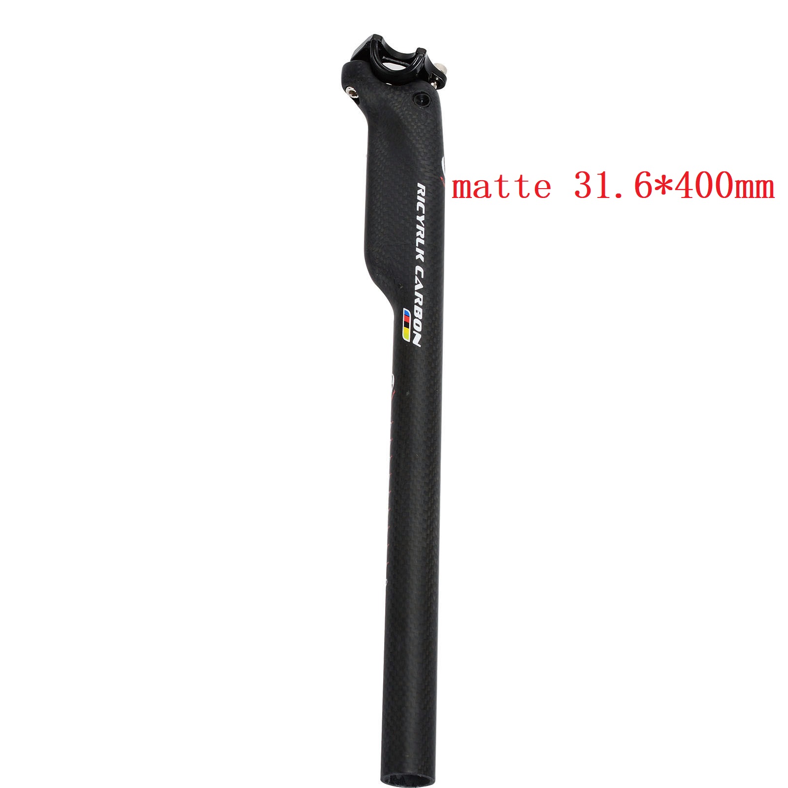 Tija de sillín de fibra de carbono para bicicleta de carretera, poste de asiento de viento de corte, /27,2/30,8x31,6/350mm, 3K, 400: matte31.6x400mm