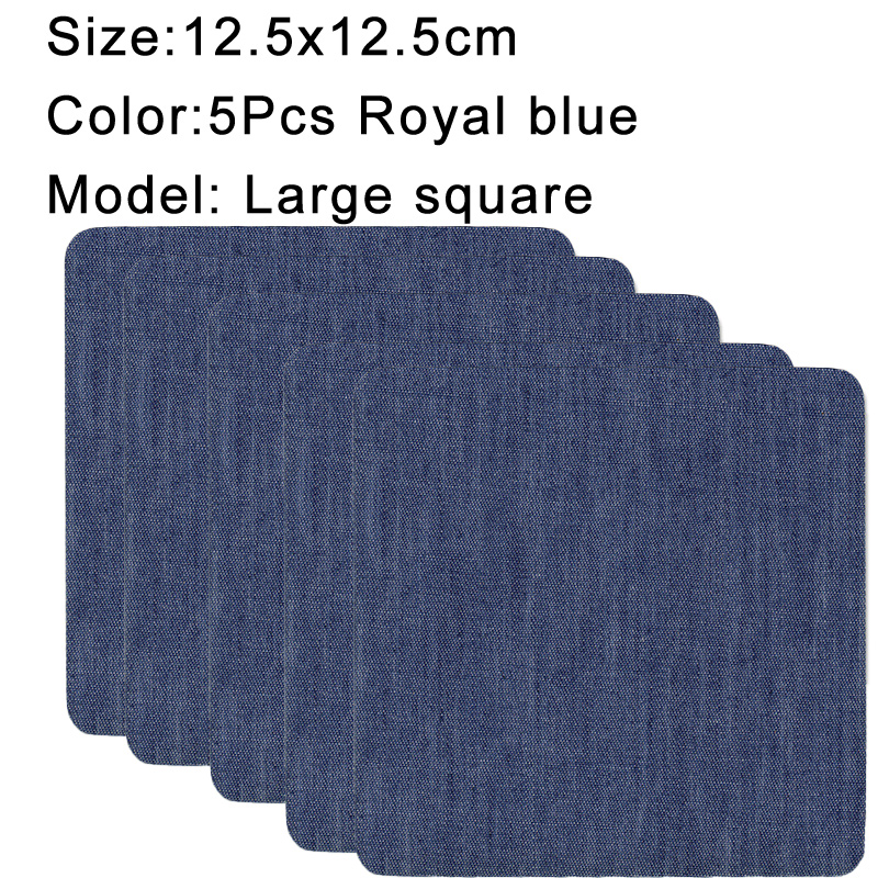 Parches vaqueros termoadhesivos de algodón, parche de reparación azul para bricolaje, reparación de ropa, decoración de chaqueta, 5 uds.: Negro