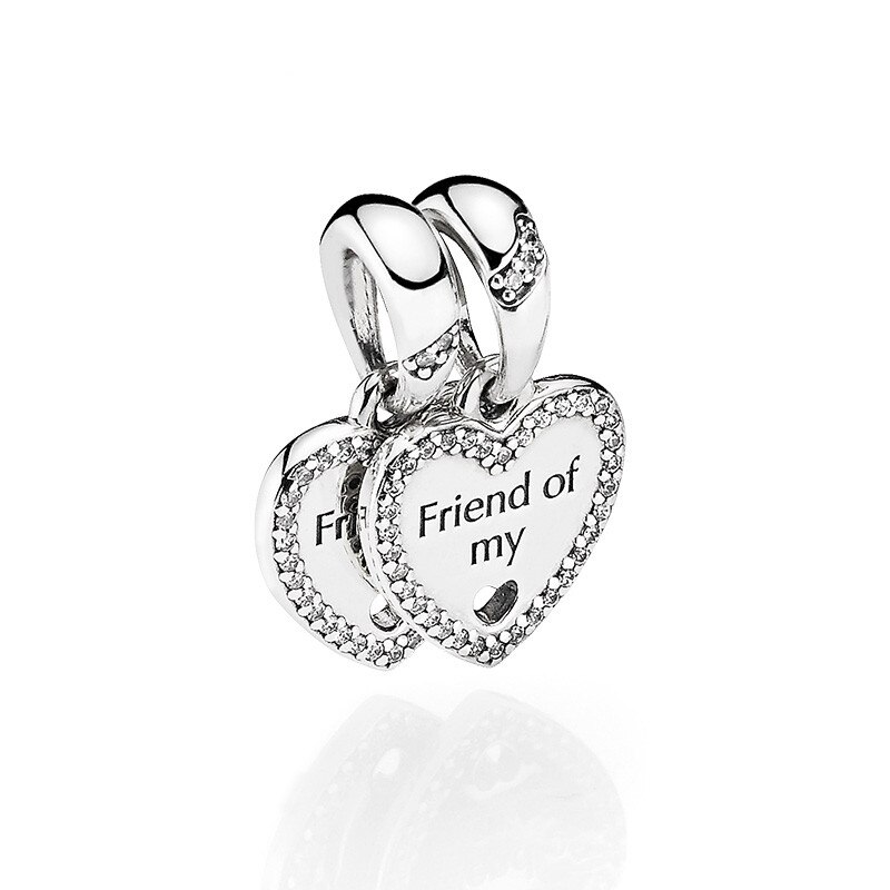 2019 100% Sterling Silver Classic Incastro Cuore-a forma di Cuore-a forma di Ciondolo In Argento con Cubic Zirconia FAI DA TE Del Pendente Dello Smalto: 2131