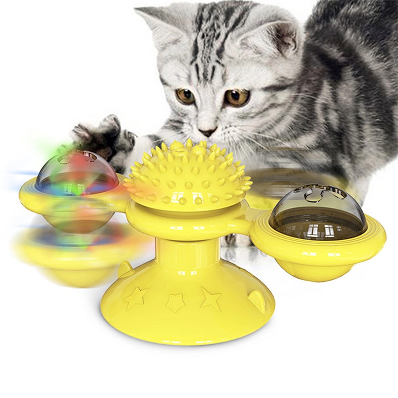 Husdjursleksaker katt spinner väderkvarn kattleksak skivspelare rolig kattleksak som kliar och gnuggar hårborste