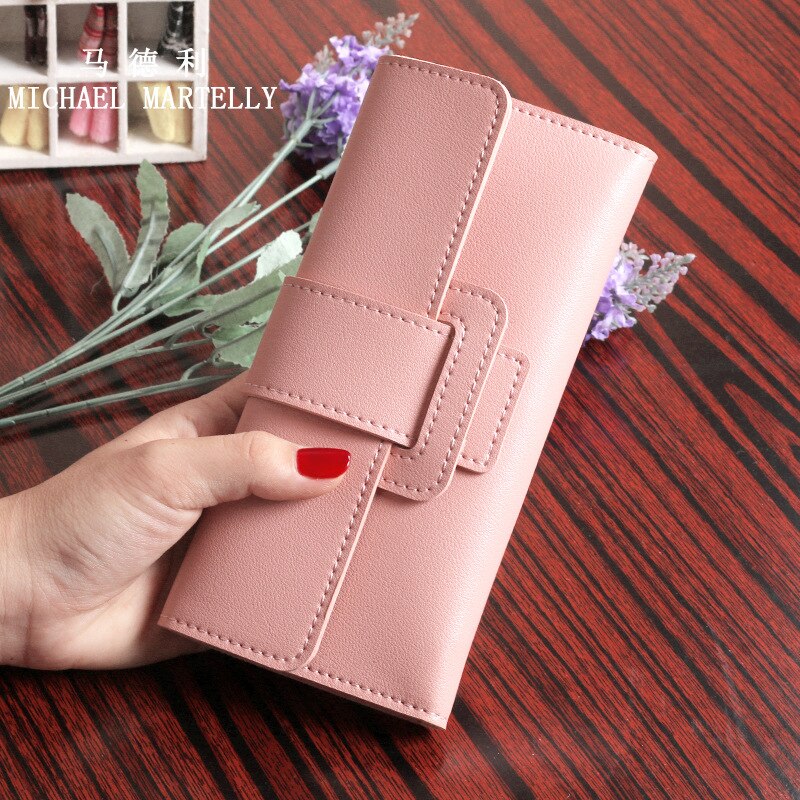 Women Long Wallet Three Fold Clutch Multi-functional PU Leather Bag Simple Leather Wallet Purse Clutch