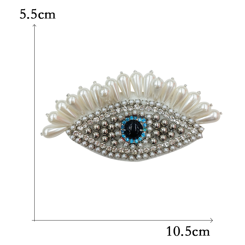 Steentjes Kraal Oog Rode Harten Patches Voor Kleding Geborduurde Applicaties Naai Menselijke Organen Bloem Diamant Badges Stickers: WHITE