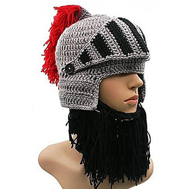 Gorros de casco de caballero romano para hombre y mujer, sombreros con barba hecha a mano, gorros de esquí, divertidos, cálidos, para