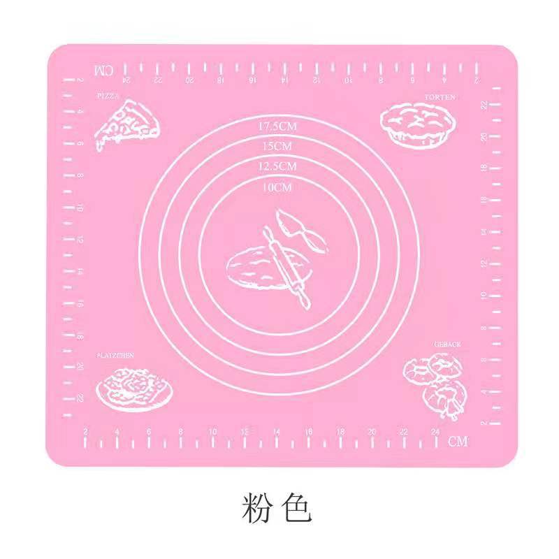 Multi-size Food Grade Silicone Kneading Pad, Baking Silicone Pad, Thickened Scaled Heat Insulation Chopping Board and Dough Pad: 29X26CM-Pink