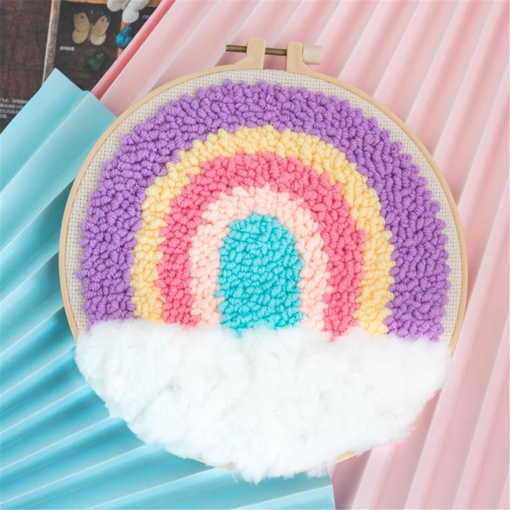 Punch Needle Kits Hoop Punch Needle Soft Yarn for Beginners DIY Needlecraft