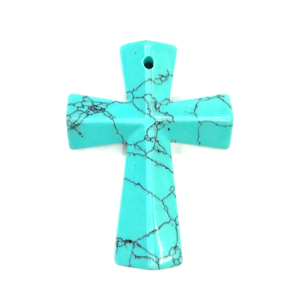 Natural Stone Pendants Cross Shape Crystal Agates Necklace Pendant for Jewelry Making Good Size 33mmx45mm: Blue Turquoise