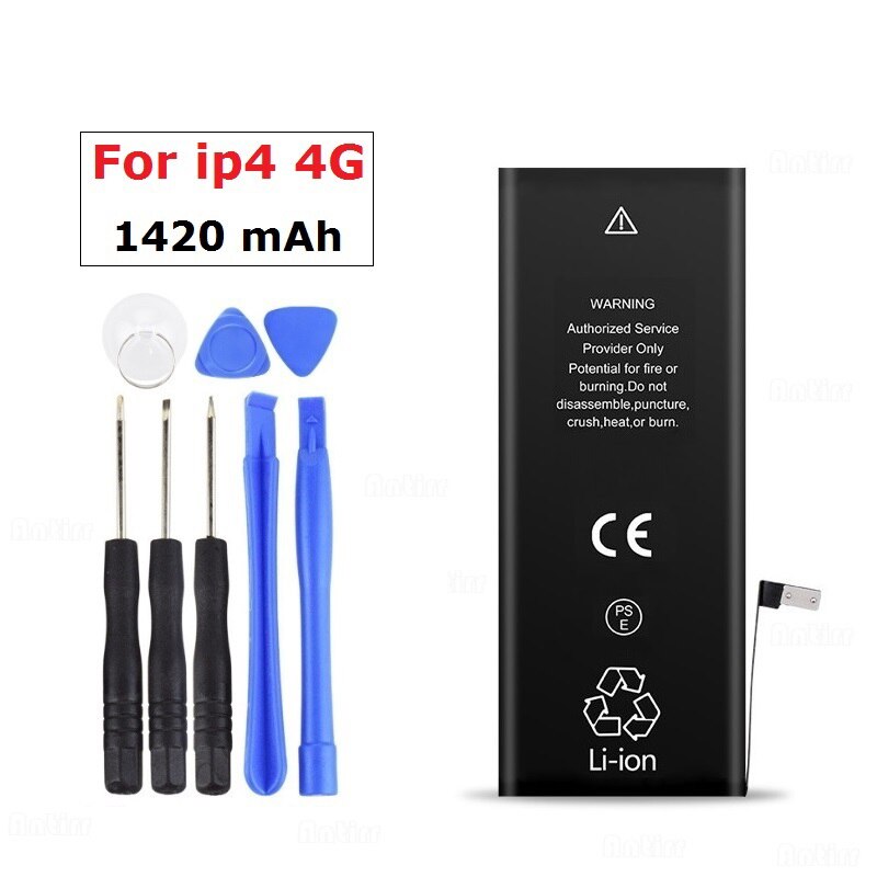 Batería de repuesto para iphone 4, 100% mah, 1420 v, 4G, IP4G, con herramientas de reparación, novedad de 3,7: Default Title
