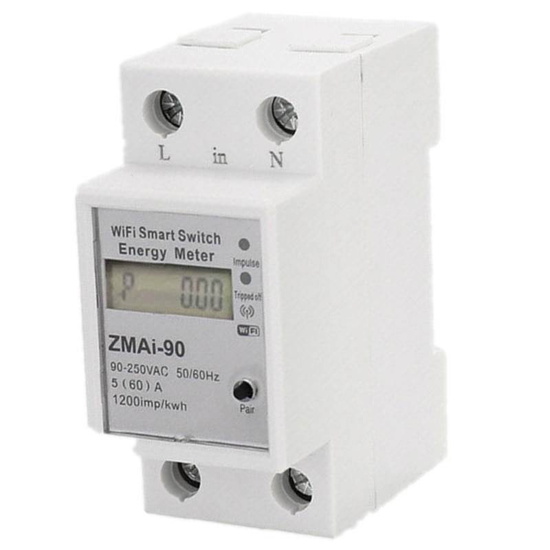 Wifi smart strømmålerbryter strømforbruk energiovervåking meter 110v 220v din skinn smart life / tuya app fjernkontroll